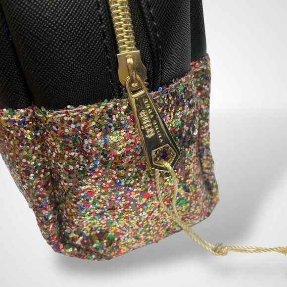 Trina Turk Makeup Cosmetics Bag Travel Pouch Black Multi Glitter 8x5" Glamorous - Picture 7 of 9